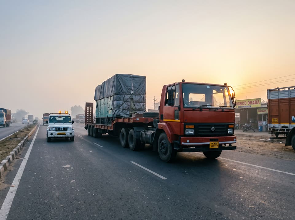 Semi low-bed trailer used for FTL transport